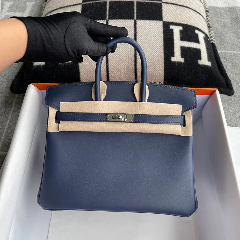 BIRKIN 25 SWIFT LEATHER BLEU SAPHIR WITH PALLADIUM HARDWARE (PHW) - 2