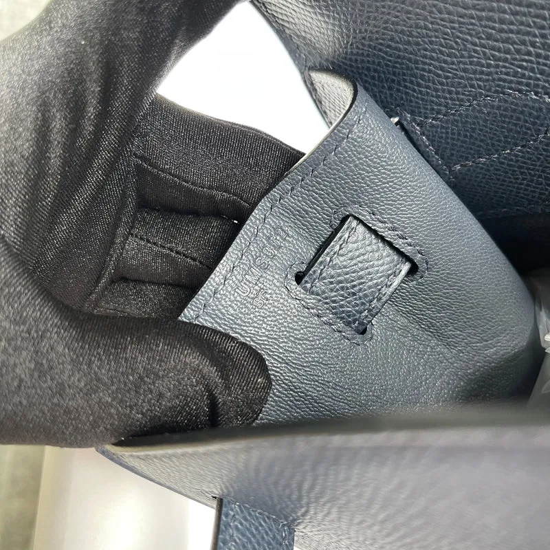 KELLY 28 EPSOM LEATHER BLEU NUIT WITH PALLADIUM HARDWARE (PHW) - 3