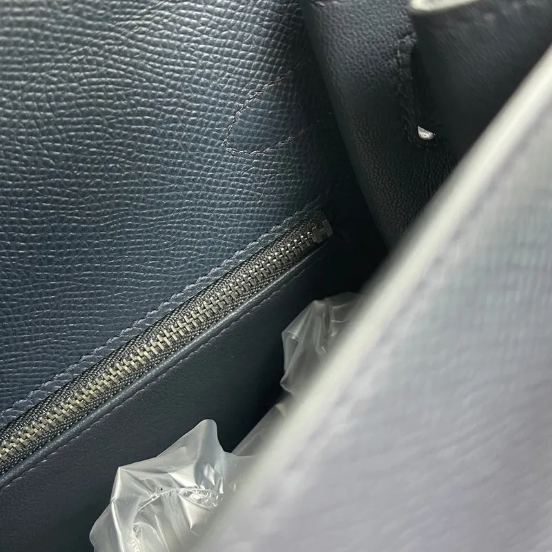 KELLY 28 EPSOM LEATHER BLEU NUIT WITH PALLADIUM HARDWARE (PHW) - 9