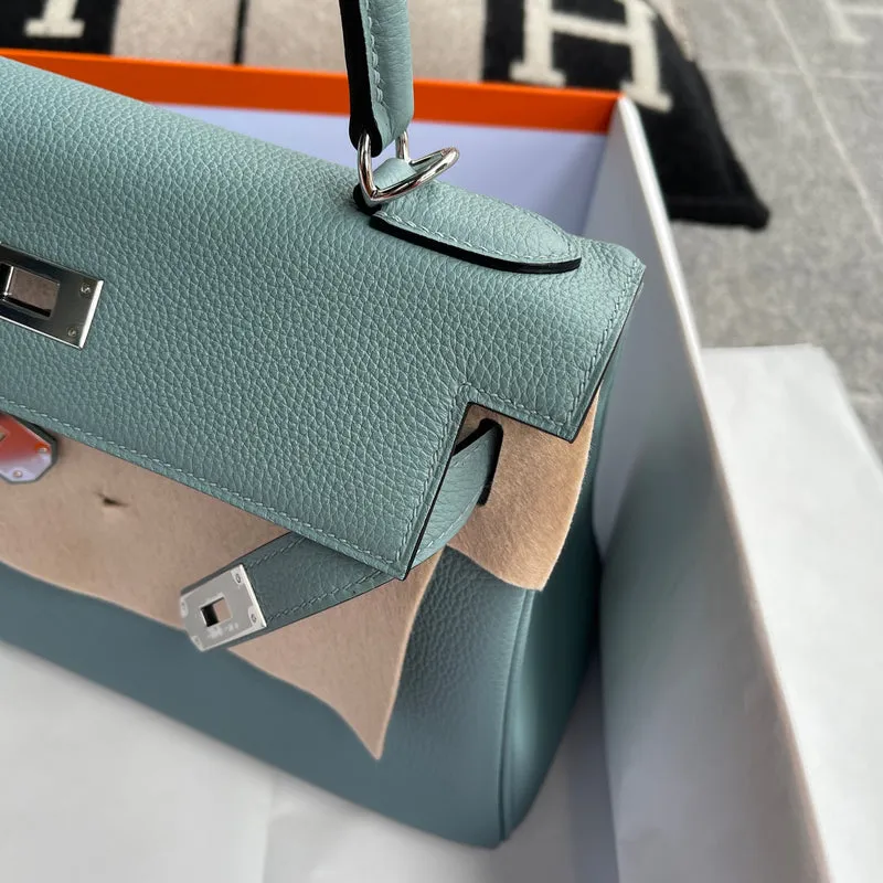 KELLY 28 TOGO LEATHER BLEU CIEL WITH PALLADIUM HARDWARE (PHW) - 4