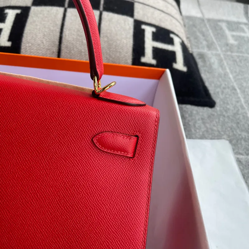 KELLY 28 EPSOM LEATHER ROUGE DE COEUR WITH GOLD HARDWARE (GHW) - 8