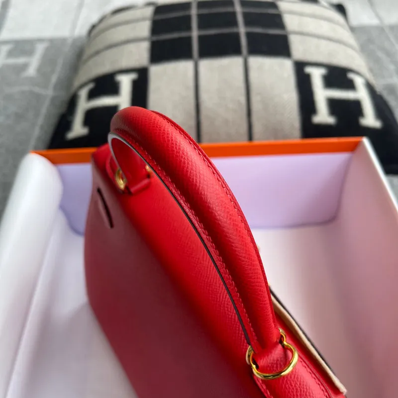 KELLY 28 EPSOM LEATHER ROUGE DE COEUR WITH GOLD HARDWARE (GHW) - 6