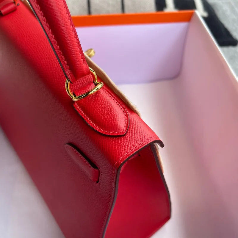 KELLY 28 EPSOM LEATHER ROUGE DE COEUR WITH GOLD HARDWARE (GHW) - 3
