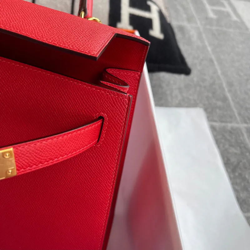KELLY 28 EPSOM LEATHER ROUGE DE COEUR WITH GOLD HARDWARE (GHW) - 7