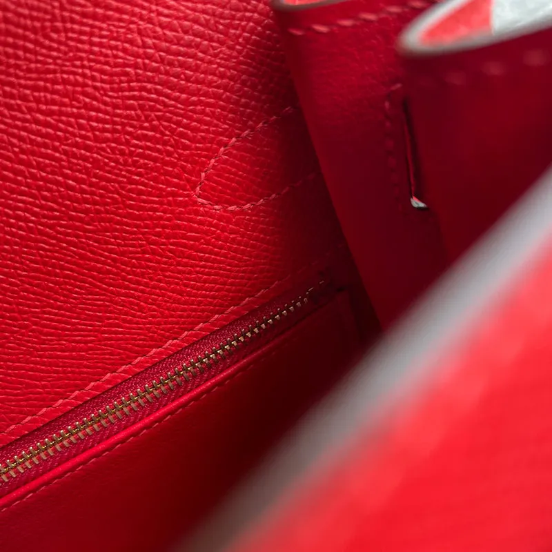 KELLY 28 EPSOM LEATHER ROUGE DE COEUR WITH GOLD HARDWARE (GHW) - 4