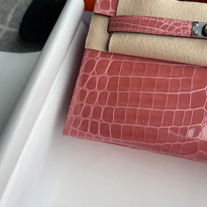 KELLY POCHETTE SHINY (LISSE) NILOTICUS CROCODILE LEATHER TERRE CUITE WITH PALLADIUM HARDWARE (PHW) - 4
