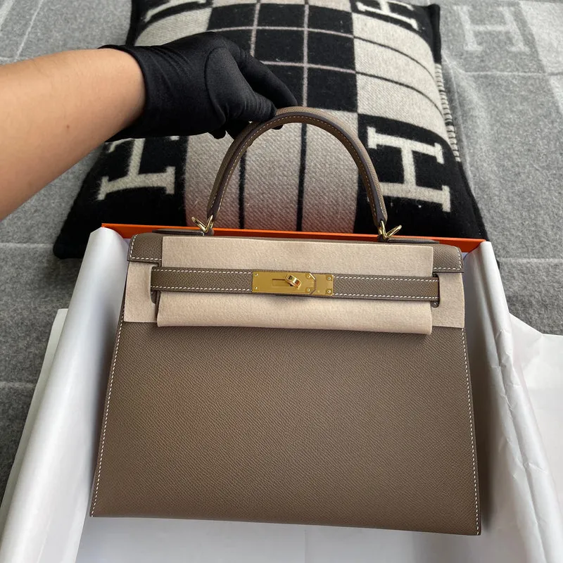 KELLY 28 EPSOM LEATHER ETOUPE WITH GOLD HARDWARE (GHW) - 2
