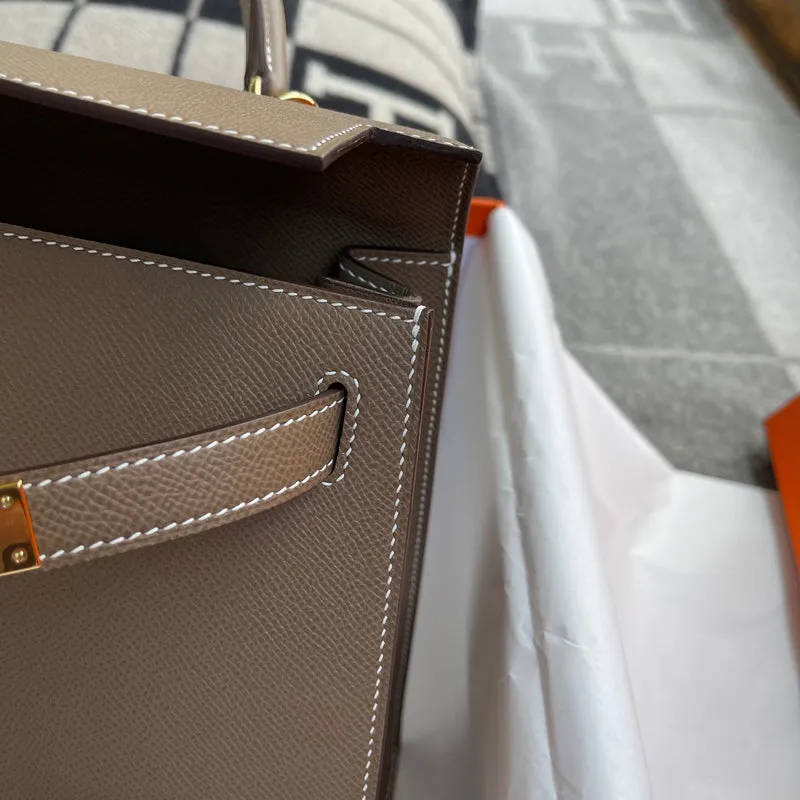 KELLY 28 EPSOM LEATHER ETOUPE WITH GOLD HARDWARE (GHW) - 7