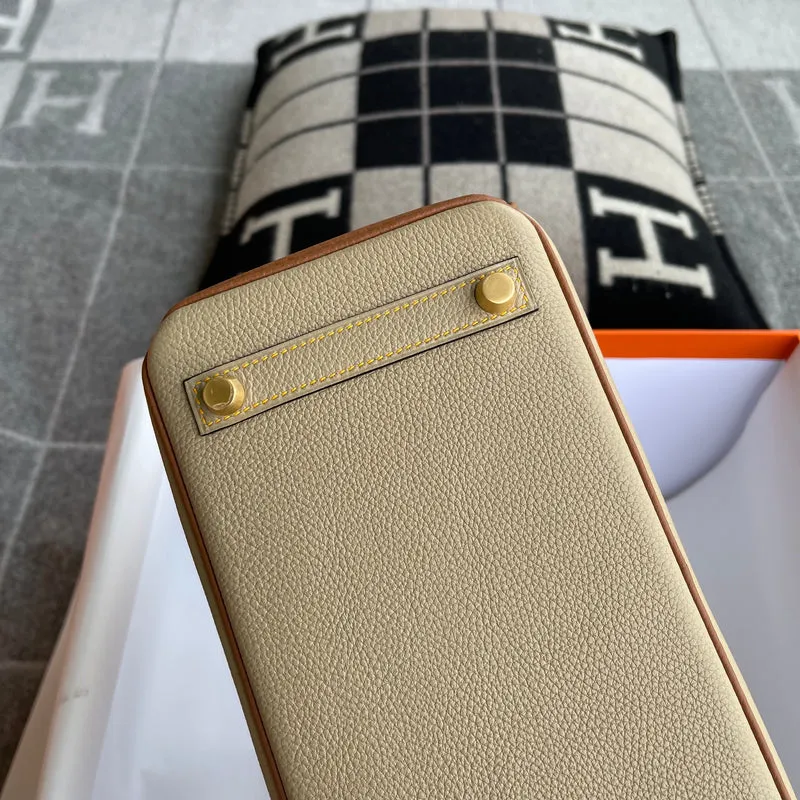 BIRKIN 25 TOGO LEATHER HORSESHOE STAMP (HSS) BI-COLOR TRENCH & GOLD WITH GOLD HARDWARE (GHW) - 8