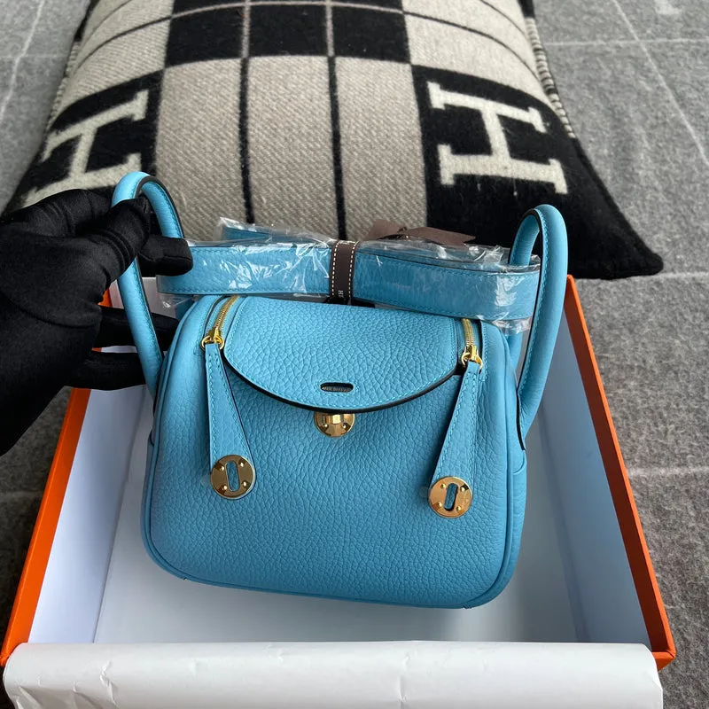 MINI LINDY 20 CLEMENCE LEATHER BLEU DU NORD WITH GOLD HARDWARE (GHW) - 2