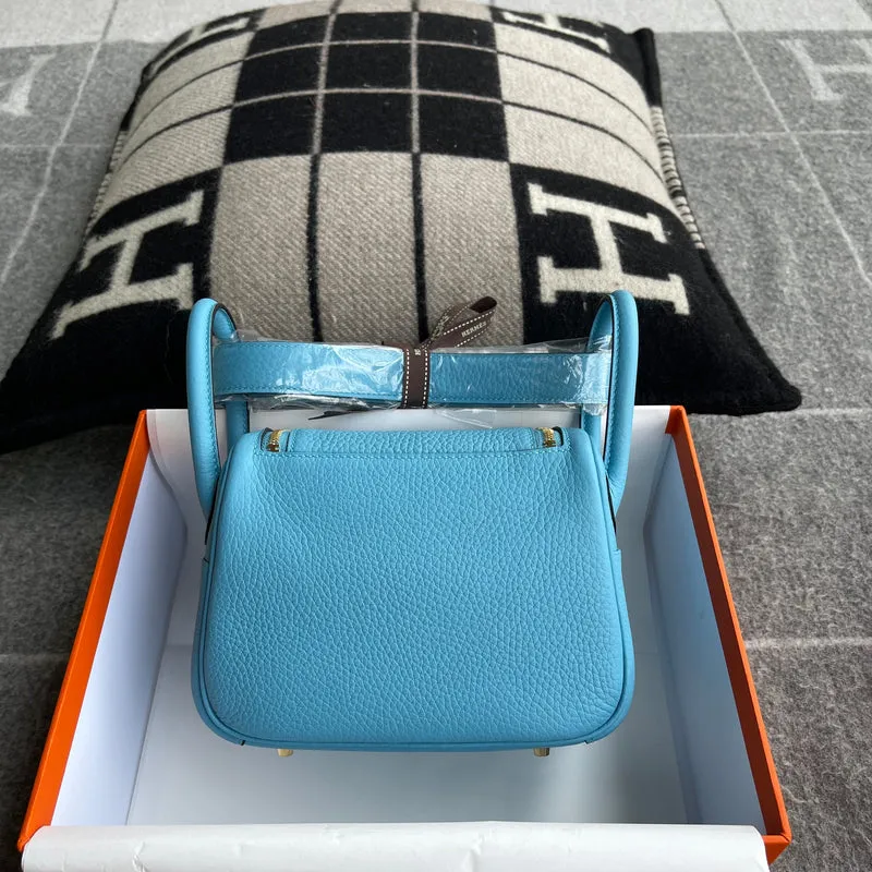 MINI LINDY 20 CLEMENCE LEATHER BLEU DU NORD WITH GOLD HARDWARE (GHW) - 3