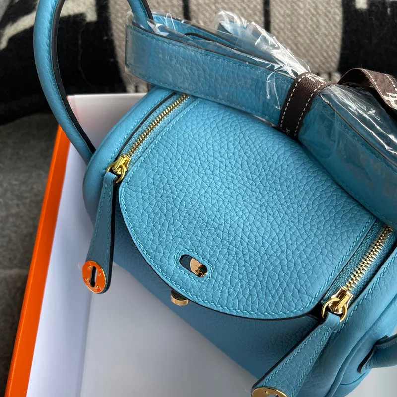MINI LINDY 20 CLEMENCE LEATHER BLEU DU NORD WITH GOLD HARDWARE (GHW) - 4