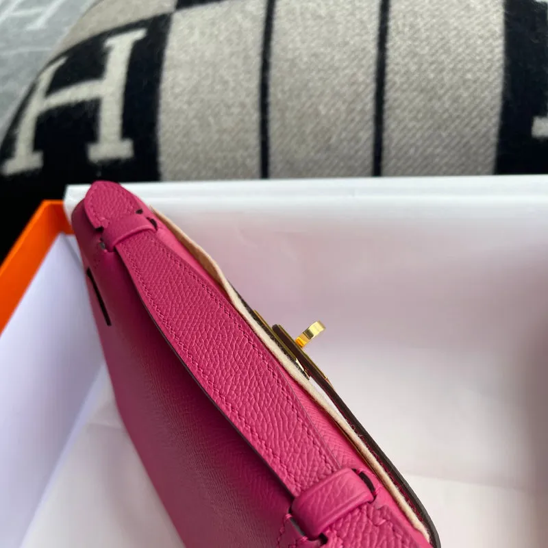KELLY POCHETTE EPSOM LEATHER ROSE POURPRE WITH GOLD HARDWARE (GHW) - 7