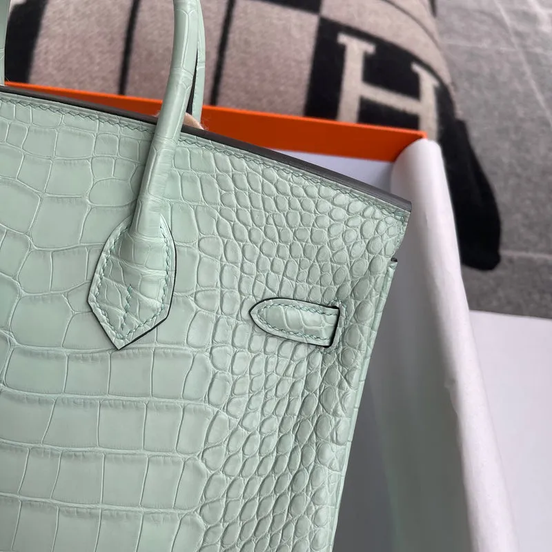 BIRKIN 25 MATTE MISSISSIPPIENSIS ALLIGATOR LEATHER VERT D'EAU WITH PALLADIUM HARDWARE (PHW) - 10