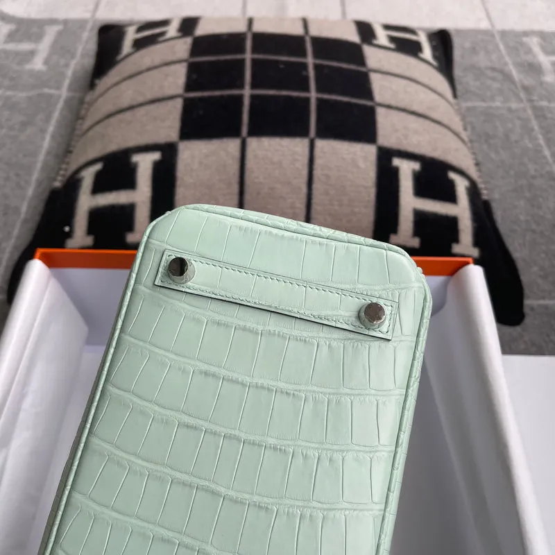 BIRKIN 25 MATTE MISSISSIPPIENSIS ALLIGATOR LEATHER VERT D'EAU WITH PALLADIUM HARDWARE (PHW) - 12