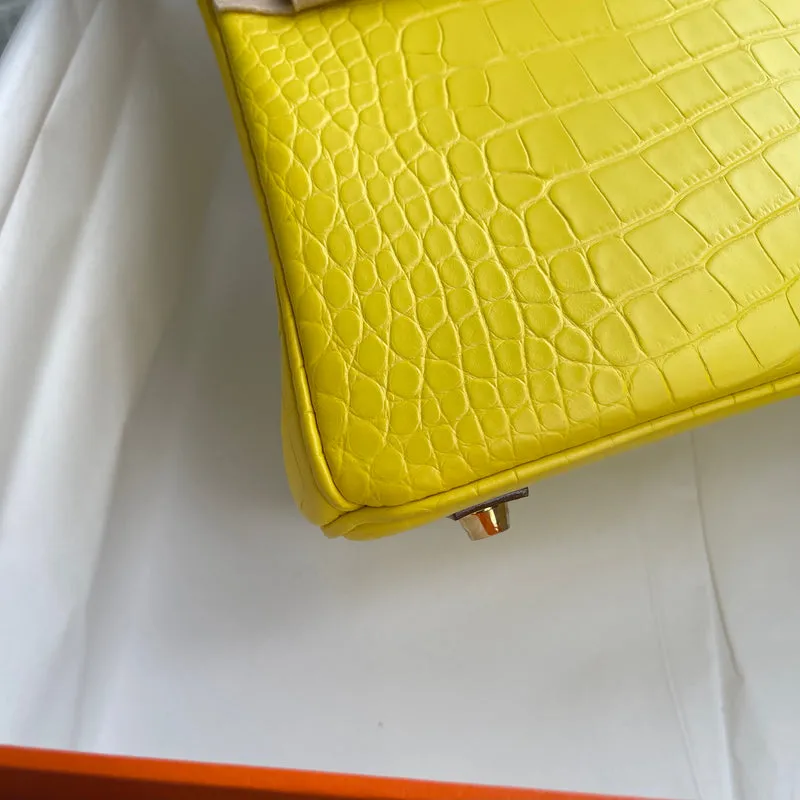BIRKIN 25 MATTE MISSISSIPPIENSIS ALLIGATOR LEATHER MIMOSA WITH GOLD HARDWARE (GHW) - 7