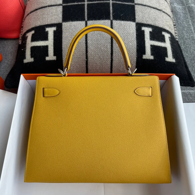 KELLY 28 EPSOM LEATHER JAUNE AMBRE WITH PALLADIUM HARDWARE (PHW) - 3