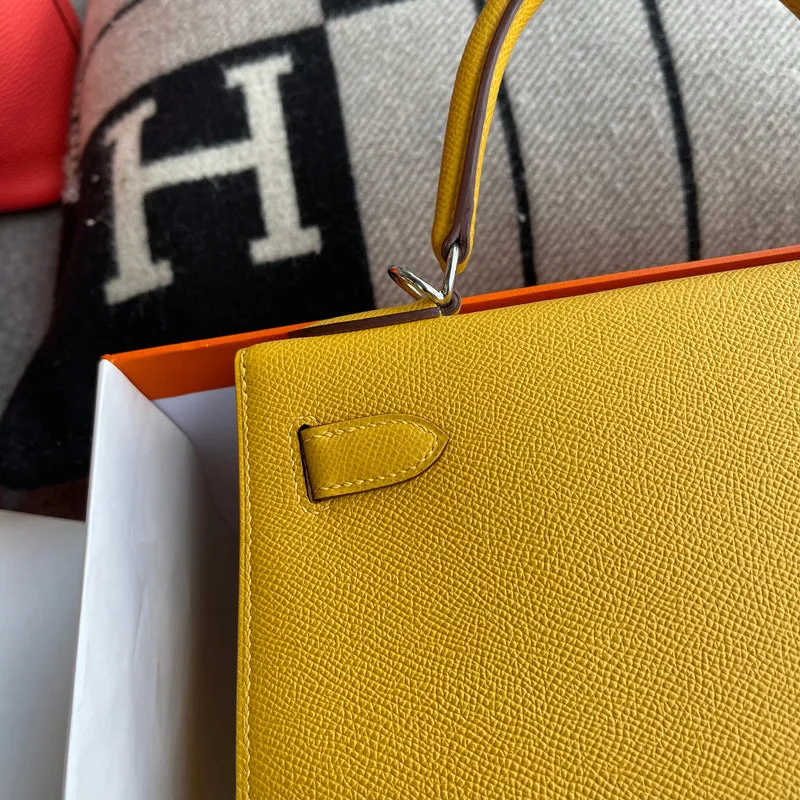 KELLY 28 EPSOM LEATHER JAUNE AMBRE WITH PALLADIUM HARDWARE (PHW) - 6