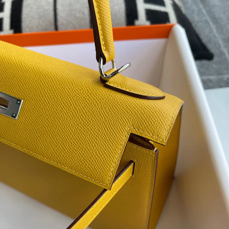 KELLY 28 EPSOM LEATHER JAUNE AMBRE WITH PALLADIUM HARDWARE (PHW) - 5