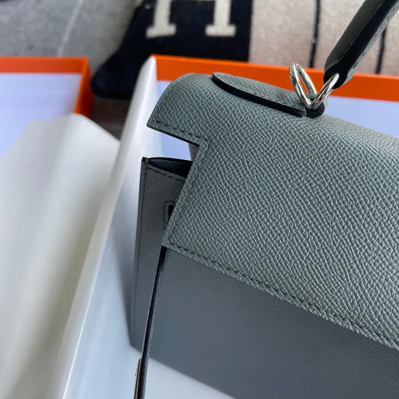 KELLY 28 EPSOM LEATHER VERT AMANDE WITH PALLADIUM HARDWARE (PHW) - 8