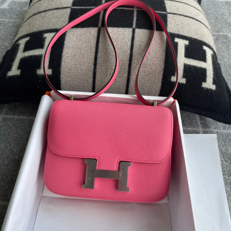 CONSTANCE 18 (MINI) EPSOM LEATHER ROSE AZALEA WITH PALLADIUM HARDWARE (PHW) - 2