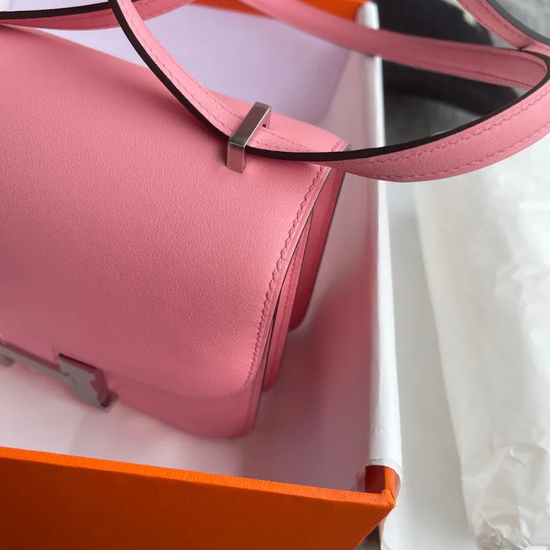 CONSTANCE 18 (MINI) SWIFT LEATHER ROSE AZALEE WITH PALLADIUM HARDWARE (PHW) - 6
