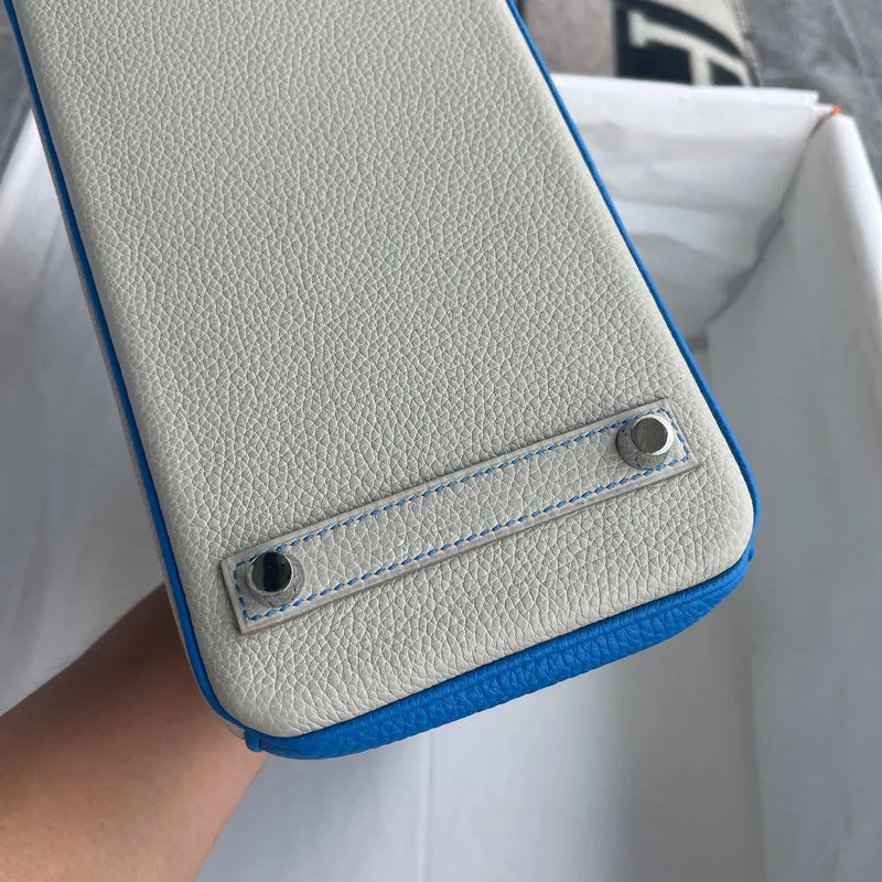 BIRKIN 25 TOGO LEATHER HORSESHOE STAMP (HSS) BI-COLOR GREY & BLEU HYDRA WITH PALLADIUM HARDWARE (PHW) - 9