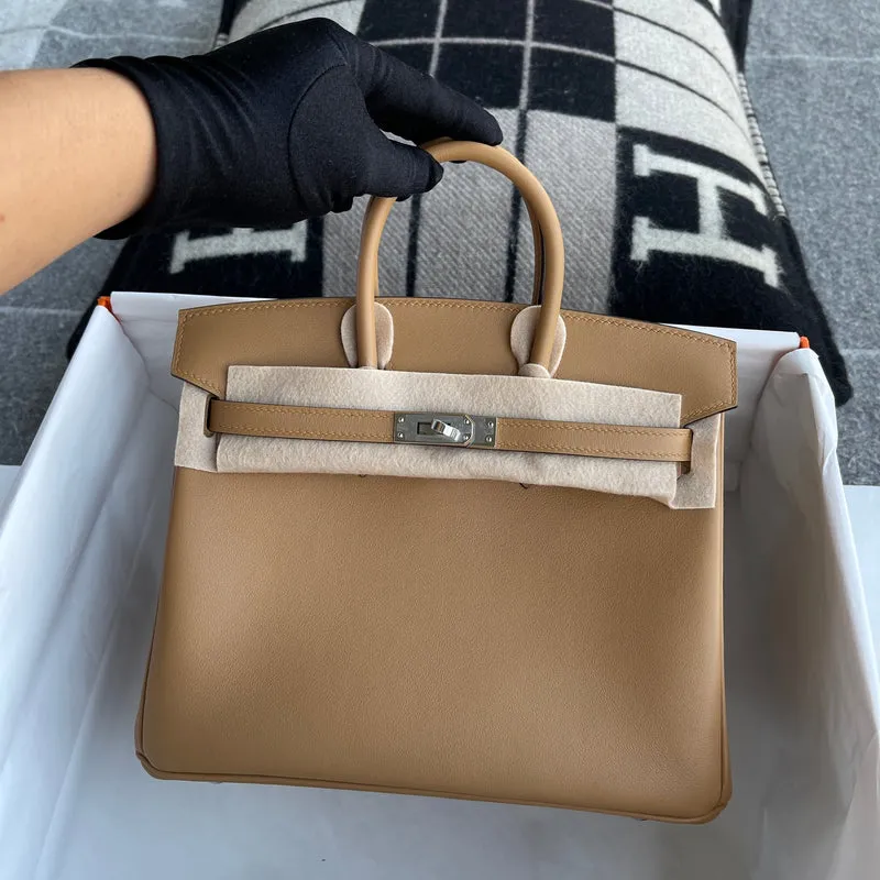 BIRKIN 25 SWIFT LEATHER BISCUIT WITH PALLADIUM HARDWARE (PHW) - 2