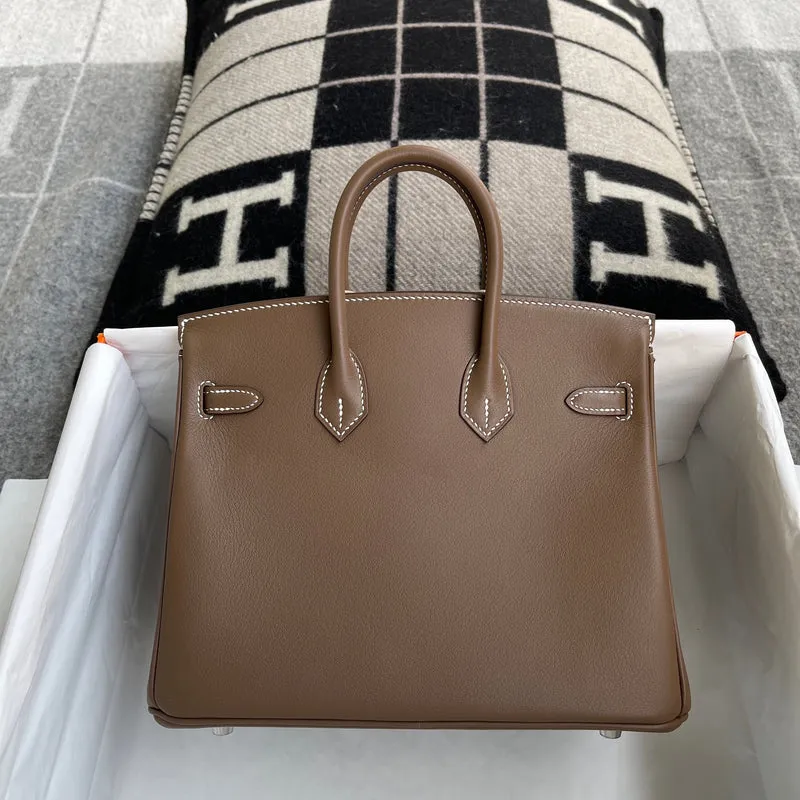 BIRKIN 25 SWIFT LEATHER ETOUPE WITH PALLADIUM HARDWARE (PHW) - 3