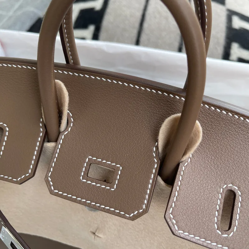 BIRKIN 25 SWIFT LEATHER ETOUPE WITH PALLADIUM HARDWARE (PHW) - 5