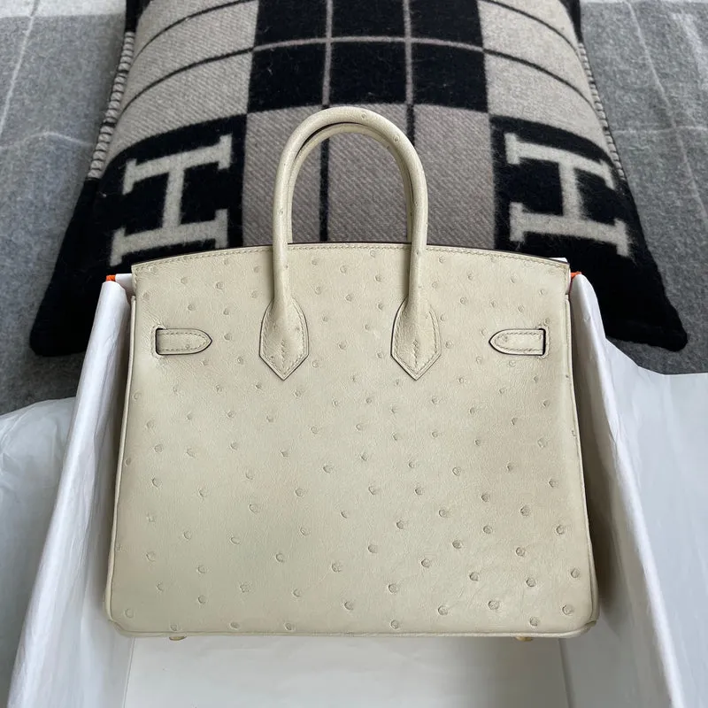BIRKIN 25 OSTRICH LEATHER PARCHEMIN WITH GOLD HARDWARE (GHW) - 2