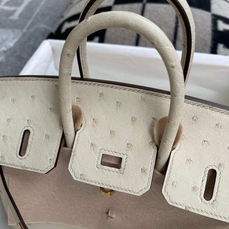 BIRKIN 25 OSTRICH LEATHER PARCHEMIN WITH GOLD HARDWARE (GHW) - 7