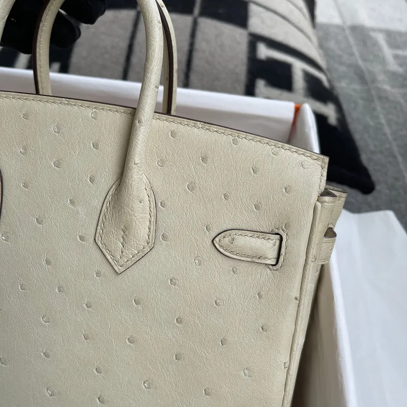 BIRKIN 25 OSTRICH LEATHER PARCHEMIN WITH GOLD HARDWARE (GHW) - 9