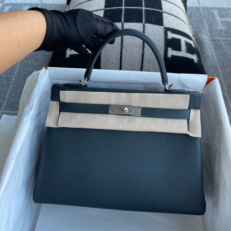 KELLY 32 TOGO LEATHER NOIR (BLACK) WITH PALLADIUM HARDWARE (PHW) - 2