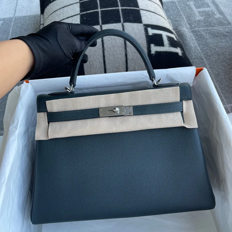 KELLY 32 TOGO LEATHER NOIR (BLACK) WITH PALLADIUM HARDWARE (PHW) - 3