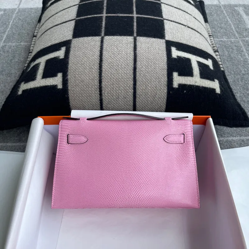 KELLY POCHETTE LIZARD LEATHER BUBBLEGUM WITH GOLD HARDWARE (GHW) - 2
