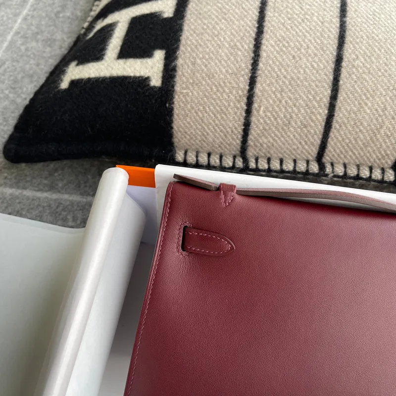 KELLY POCHETTE SWIFT LEATHER ROUGE H WITH GOLD HARDWARE (GHW) - 6