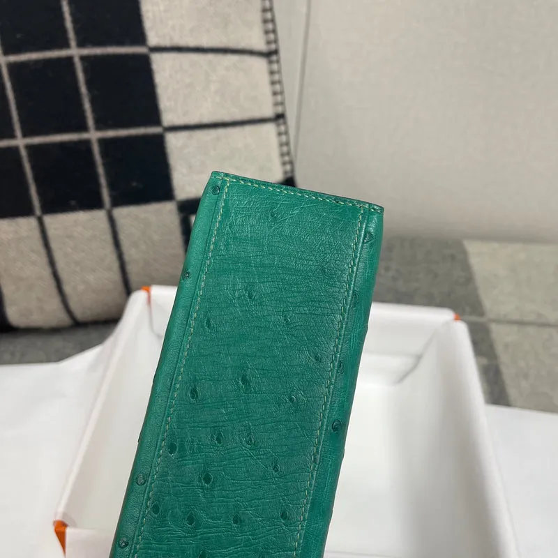 KELLY POCHETTE OSTRICH LEATHER VERT VERTIGO WITH GOLD HARDWARE (GHW) - 6