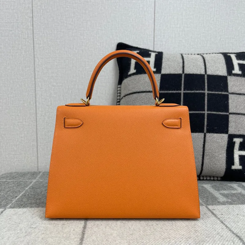 KELLY 28 EPSOM LEATHER ORANGE WITH GOLD HARDWARE (GHW) - 2