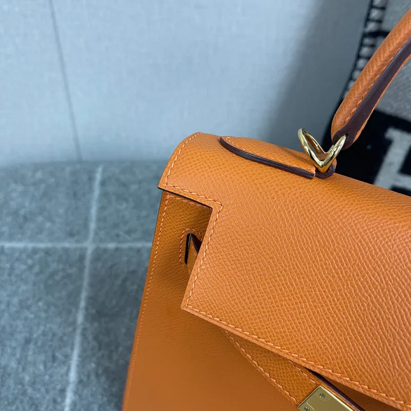 KELLY 28 EPSOM LEATHER ORANGE WITH GOLD HARDWARE (GHW) - 7