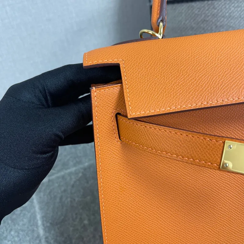 KELLY 28 EPSOM LEATHER ORANGE WITH GOLD HARDWARE (GHW) - 4