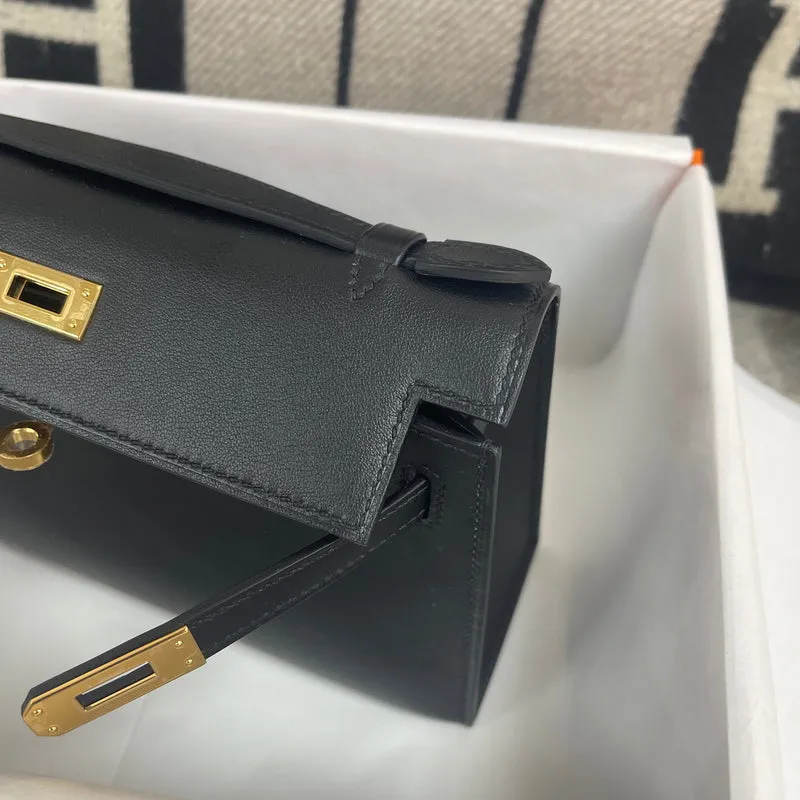 KELLY POCHETTE SWIFT LEATHER NOIR (BLACK) WTH GOLD HARDWARE (GHW) - 6