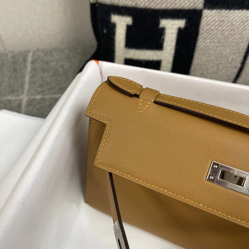 KELLY POCHETTE SWIFT LEATHER SESAME WITH PALLADIUM HARDWARE (PHW) - 8