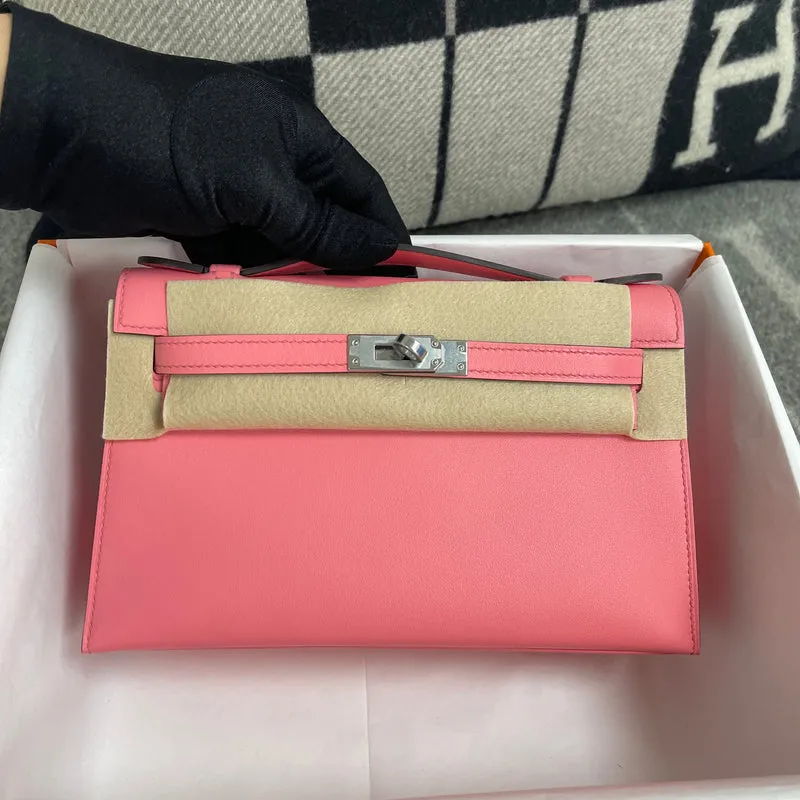 KELLY POCHETTE SWIFT LEATHER ROSE AZALEE WITH PALLADIUM HARDWARE (PHW) - 2