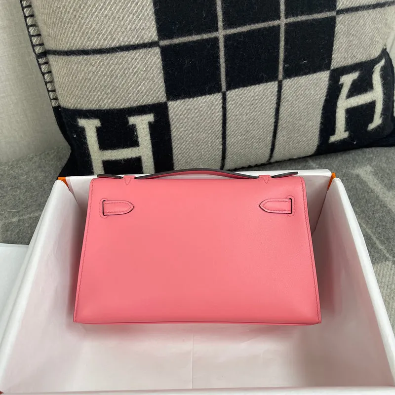 KELLY POCHETTE SWIFT LEATHER ROSE AZALEE WITH PALLADIUM HARDWARE (PHW) - 3