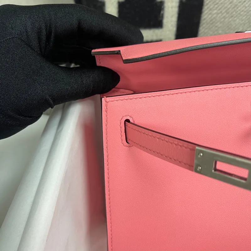 KELLY POCHETTE SWIFT LEATHER ROSE AZALEE WITH PALLADIUM HARDWARE (PHW) - 7