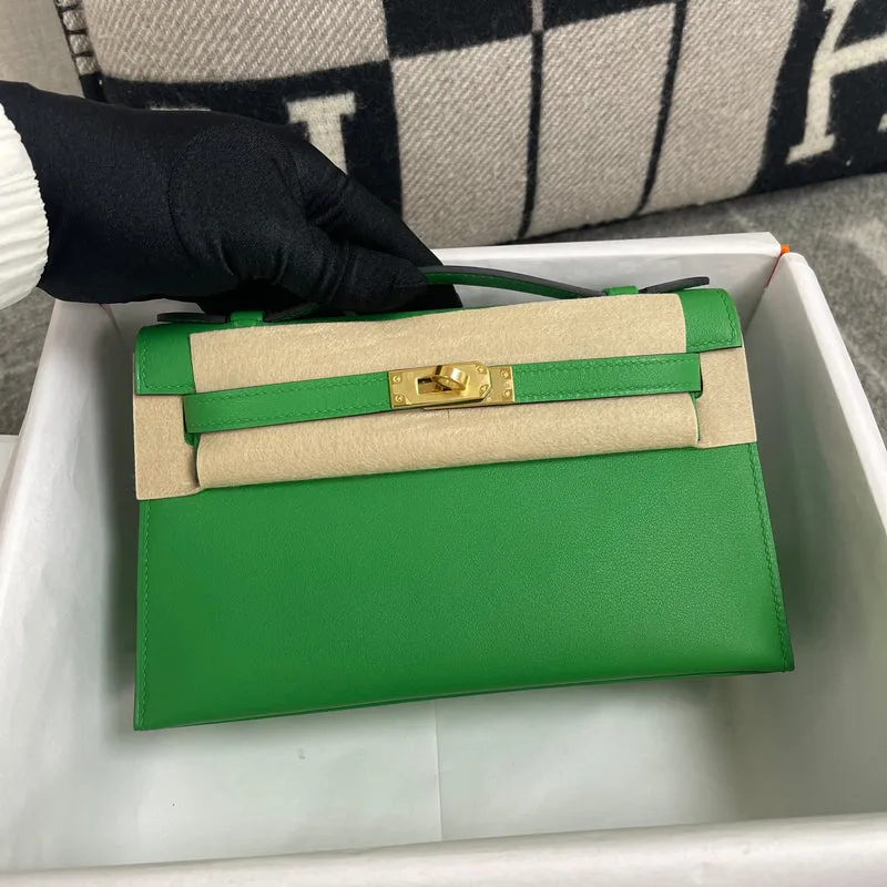 KELLY POCHETTE SWIFT LEATHER BAMBOO WITH GOLD HARDWARE (GHW) - 2