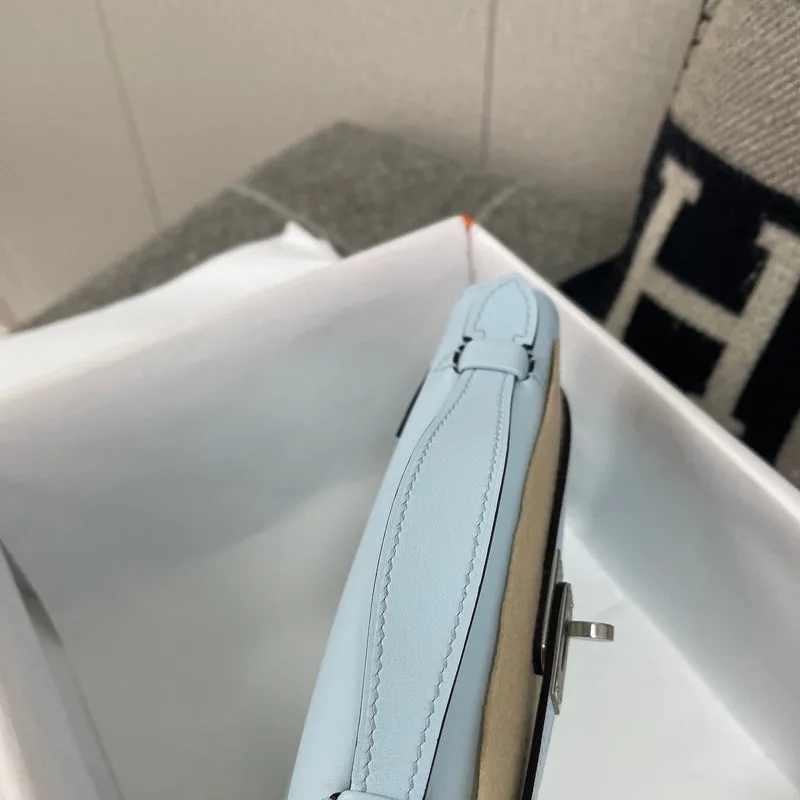 KELLY POCHETTE SWIFT LEATHER BLEU BRUME WITH PALLADIUM HARDWARE (PHW) - 5