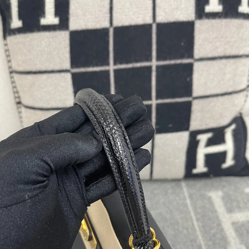 KELLY 28 TOUCH TOGO LEATHER & LIZARD LEATHER NOIR (BLACK) HANDLE WITH GOLD HARDWARE (GHW) - 7