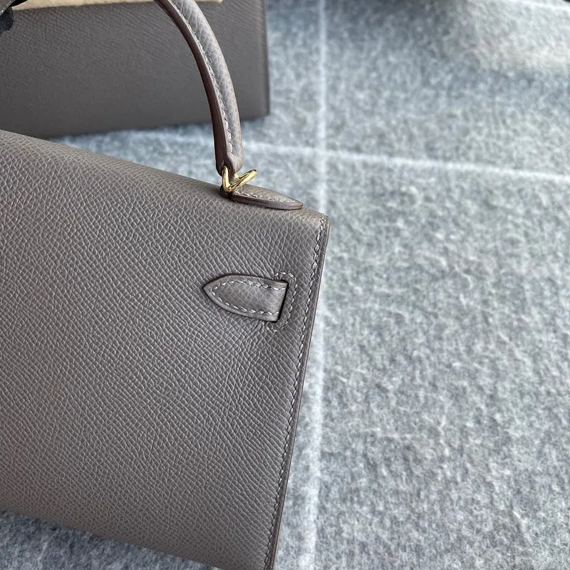 MINI KELLY II (20) EPSOM LEATHER ETAIN WITH GOLD HARDWARE (GHW) - 4